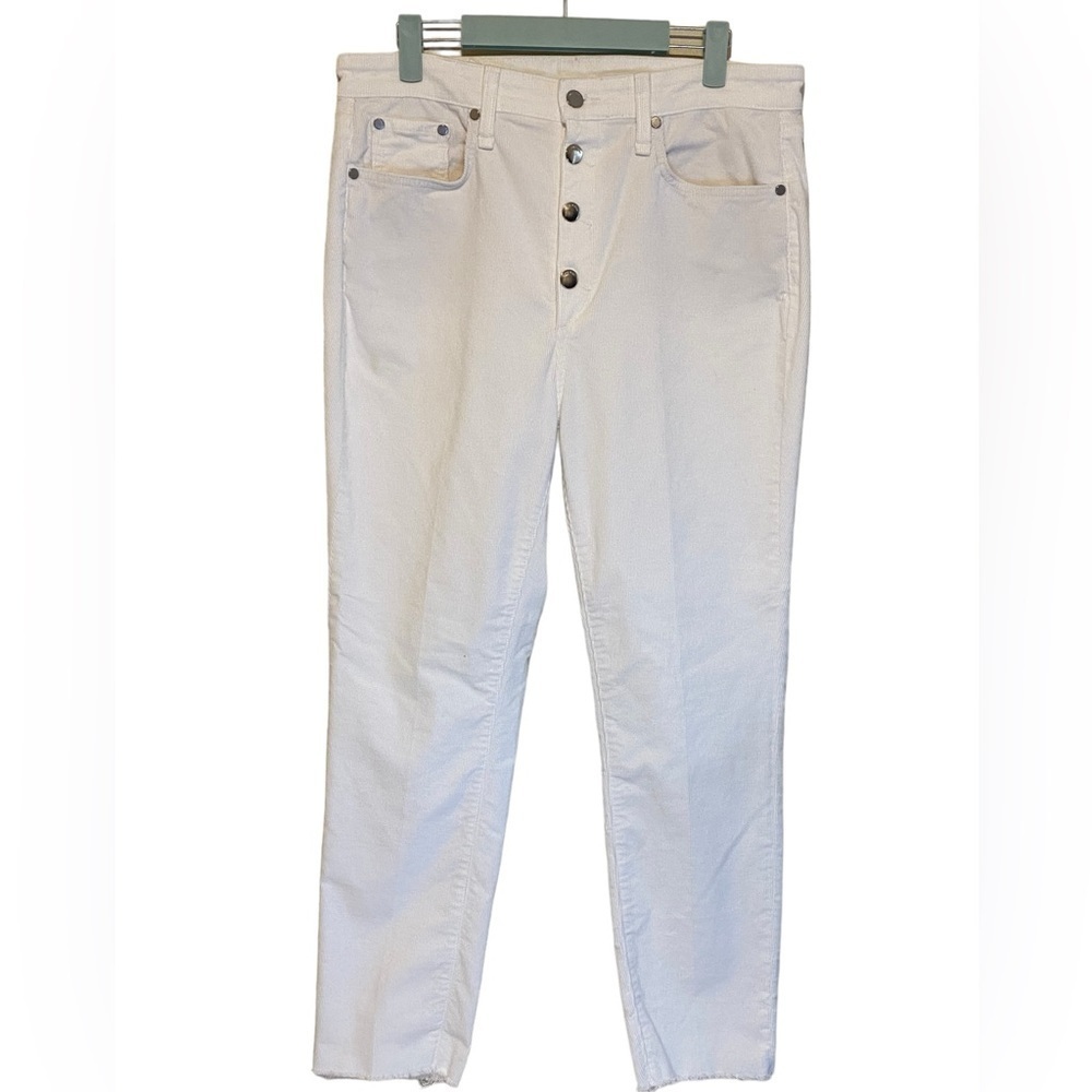 Rag & Bone Nina High Rise Ankle Skinny White Corduroy Button Fly Jeans SZ 32